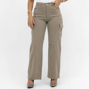 Imagem de Calça People's Wide Leg Cargo em Sarja Feminina-Feminino