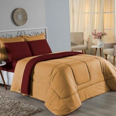 Imagem de Kit Edredom Dupla Face + Jogo De Lençol King Nobre 7 Peças Malha 100% 
