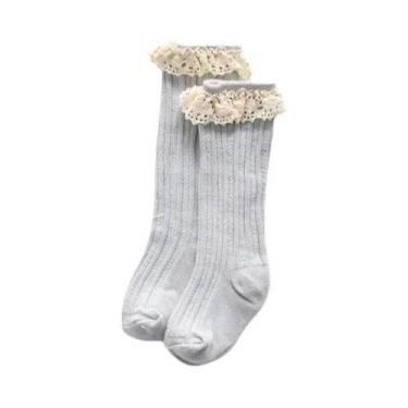 Imagem de Meias De Princesa Listradas Com Renda Para Meninas, Primavera E Outono
