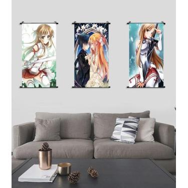 Imagem de Arte de parede em tela Sword Art Online Asuna & Kirito 40x60cm x3 - ta