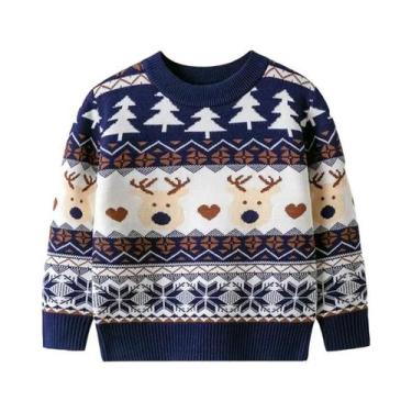 Imagem de Suéter De Natal Infantil Em Tricô, Pulôver De Algodão Macio Com Estamp