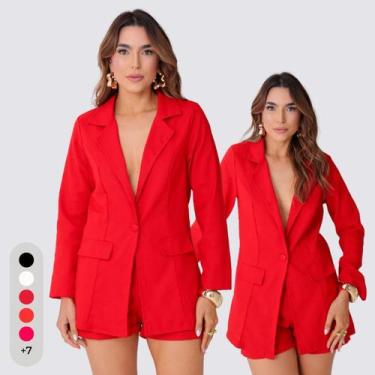 Imagem de Blazer Feminino em Alfaiataria Linho - IV STORE, Vermelho, M(38-40)