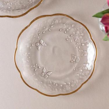 Imagem de Prato para Sobremesa Lyor New Butterfly com Fio de Ouro - Wolff