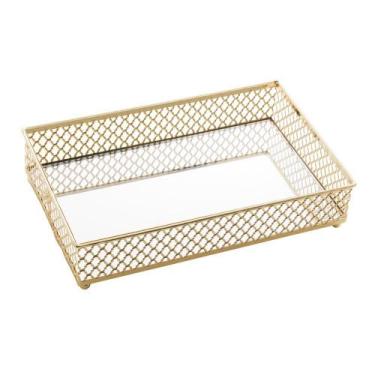 Imagem de Bandeja Lyor Barcelona de Metal Dourada 21cm x 13cm x 5cm