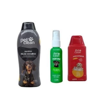 Imagem de Kit POP Pet Clean Shampoo + Perfume + Condicionador Pet Cães, Pelos Es