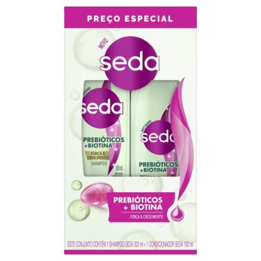 Imagem de Kit Shampoo 300ml e Condicionador 190ml Seda Prebióticos + Biotina