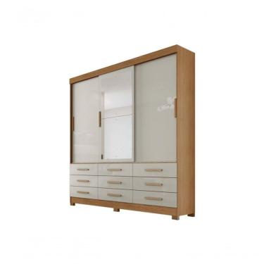 Imagem de Guarda Roupa Solteiro Com Espelho 3 Portas 9 Gavetas - Capri-cumaru/fendi - Móveis Horizonte