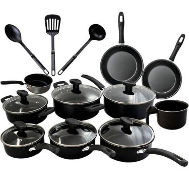 Imagem de Jogo Conjunto Panelas 13 Peças Teflon Antiaderente PRETO