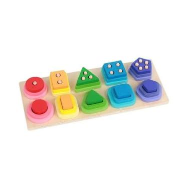 Imagem de Brinquedos De Empilhamento E Classificação De Madeira Montessori Para 