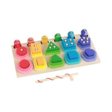Imagem de Brinquedos De Empilhamento E Classificação De Madeira Montessori Para 