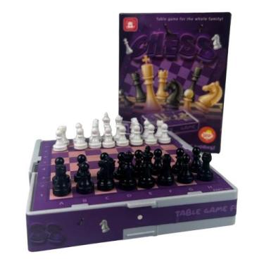 Imagem de Jogo de xadrez portátil dobrável com tabuleiro e peças completas jogo 