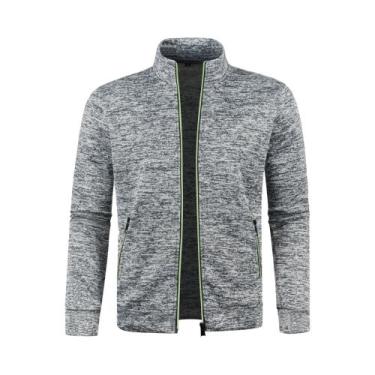 Imagem de Jaqueta Masculina De Moletom Com Zíper Longo, Bloco De Cores, Pelúcia 