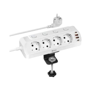 Imagem de Tomada De Mesa Com Plugue EU, 4 Saídas AC, Porta USB Com Interruptor I