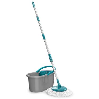 Imagem de Mop Giratório FlashLimp Fit MOP5010 com Balde, Cabo Telescópico e Refil - Cinza/Verde