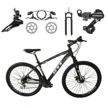 Imagem de Bicicleta Aro 29 Gti Roma Shimano 24v K7 Freio A Disco Hidráulico Garfo Com Trava - Pre...