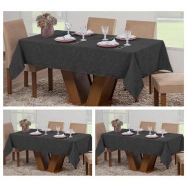 Imagem de Kit 3 Toalhas Mesa Luxo Retangular Sala Jantar Jacquard 6 Lugares - Ac