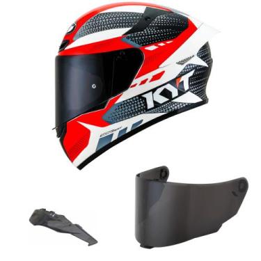 Imagem de Capacete KYT TT Course Gear Preto e Vermelho Mais Viseira Fumê e Spoil