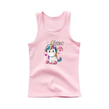 Imagem de Camiseta Regata Infantil Com Estampa De Unicórnio Kawaii Para Meninas,