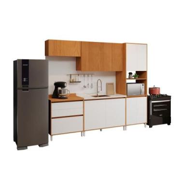Imagem de Cozinha Modulada Pequena Herval Denver, 6 Peças, Branco Ártico e Freij