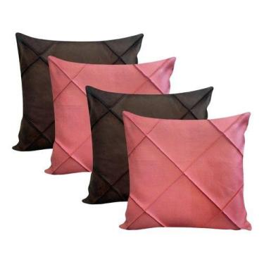 Imagem de Kit 4 Capa Almofada Sala Suede Drapeada Toque Macio 45 X45cm - NoBrand