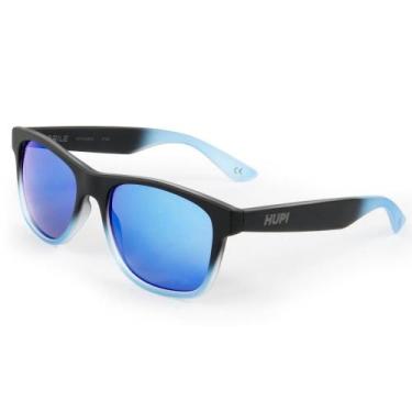 Imagem de Óculos de Sol HUPI Brile Armação Preto/Azul Lente Azul Espellhado, UNI