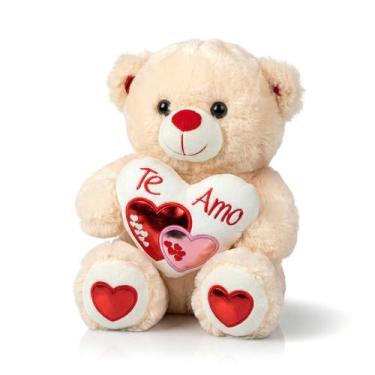Imagem de Urso De Pelúcia Com Coração Te Amo Brinquedo Antialérgico Para Present