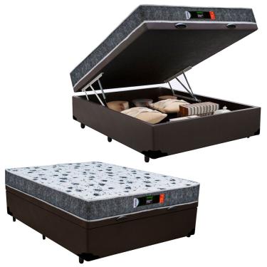 Imagem de Cama Box Baú Casal + Colchão Ortopédico Resistente Pró D28 Prime Colchões 60x138x188 Co...