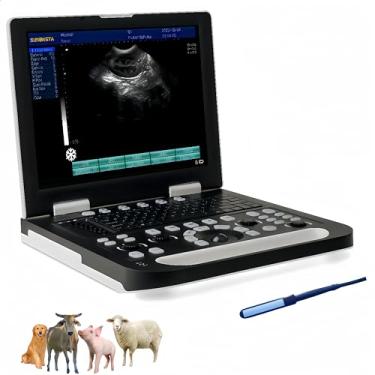 Imagem de SUNBESTA Máquina de ultrassom veterinário portátil N50 para gravidez, máquina de ultrassom LCD grande de 38 cm para fazenda de gado, fazenda de cavalos, verificação de gravidez de lham Farm (sonda