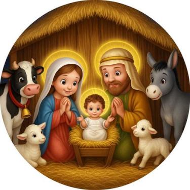 Imagem de Capa Painel Redondo 50cm Jesus e as Crianças Festa Religiosa Igreja Ca