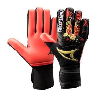 Imagem de Luva de goleiro profissional three stars kick vermelha, M
