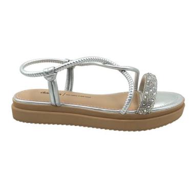 Imagem de Sandália Dakota FlatForm com Brilho Calce Fácil Prata 7631, Prata, 35
