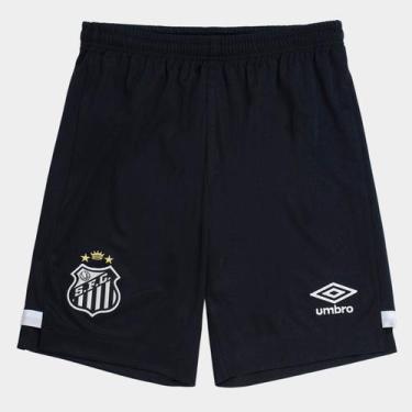 Imagem de Calção Infantil Santos II 26/27 Umbro, Preto, Branco, 14A