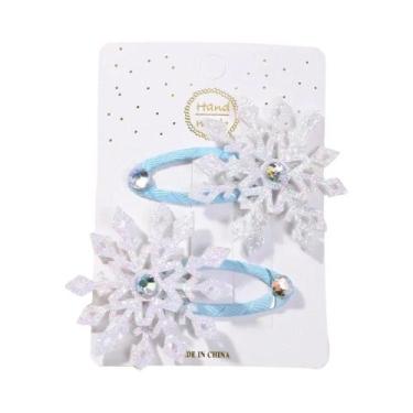 Imagem de Grampos De Cabelo Princesa Com Floco De Neve Para Meninas, 2 Peças, Gr
