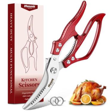 Imagem de Tesoura Heavy Duty Vermelha Huusk para Aves  Cozinha