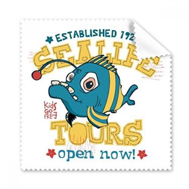 Imagem de Pano de limpeza com ilustração de peixe, lanterna azul, amarelo, 5 peças