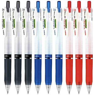 Imagem de Canetas esferográficas Zebra sarasa Mark on Gel tinta 0,4 mm cor (preto, azul, vermelho) pacote com 9
