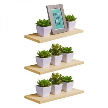 Imagem de Kit 3 Prateleiras 40 X 15cm Bege Claro Suporte Invisível