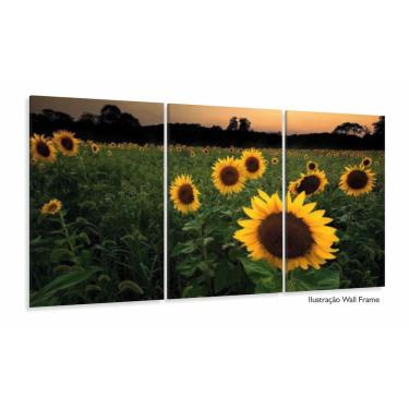 Imagem de Quadro Mosaico Flores Girassol 120x60 3 peças sala quarto