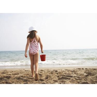 Imagem de Chapéu de Praia Infantil Menina Rosa Verão Proteção Estilo Aba Grande