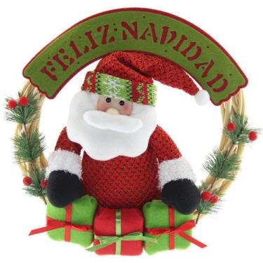 Imagem de Guirlanda Natalina Feliz Natal Em Madeira Papai Noel - Gici Christmas