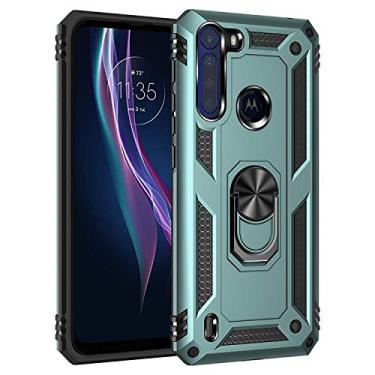 Imagem de YUNCHAO Caixa de telefone Para Motorola Moto One Fusion TPU à prova de choque + capa protetora de PC com suporte giratório de 360 ​​graus capa para celular
