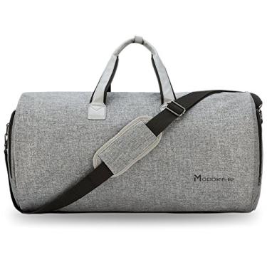 Imagem de Modoker Bolsas de vestuário para viagem, bolsa esportiva conversível com alça de ombro para homens e mulheres - 2 em 1 bolsa de viagem suspensa terno malas de viagem, Cinza-claro, 45l, Macio