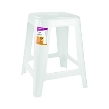 Imagem de Atlas - Banqueta Plástica Multifuncional com Base Reforçada, Suporta até 120 Kg, Cor Branca