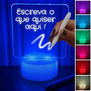 Imagem de Luminária 3D de Escrever tipo Lousa, Acrílico + Caneta, 7 cores