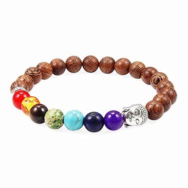 Imagem de Pulseiras trançadas de madeira natural de 8 mm masculinas ajustáveis meditação pedra pulseira feminina joias de oração pulseira de ioga casa (trançado 10)
