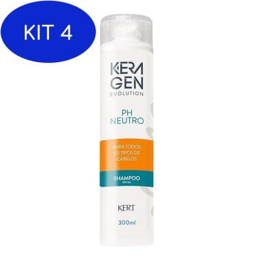 Imagem de Kit 4 Shampoo Keragen Evolution Neutro 300Ml