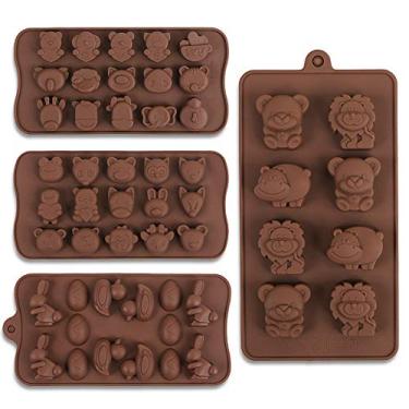 Imagem de Cozihom Diverso Animal Silicone Moldes para fazer chocolate, doces, gelatina, cubo de gelo, petiscos para cães. 4 peças