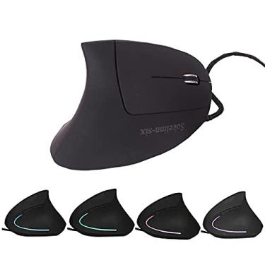 Imagem de Sokelinn-six Mouse vertical com fio, 800/1200/2000/3200 DPI ajustável Mouse USB ergonômico de alta sensibilidade para computadores e laptops
