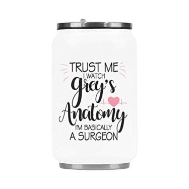 Imagem de Caneca de viagem isolada de aço inoxidável da moda, Trust Me I Watch Grey's Anatomy I'm Basicamente A Surgeon Travel Coffee Caneca de chá, 295 ml Caneca de aspirador de pó engraçada