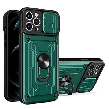 Imagem de Estojo para iPhone 13 12 11 Pro Max para iPhone XR XS Max com slot para cartão Suporte para proteção de câmera Capa de telefone verde, para iPhone12 Pro Max